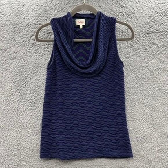 Anthropologie Deletta Small Tank Top Cowell Neck Green Blue Stretchy Casual - Picture 1 of 8